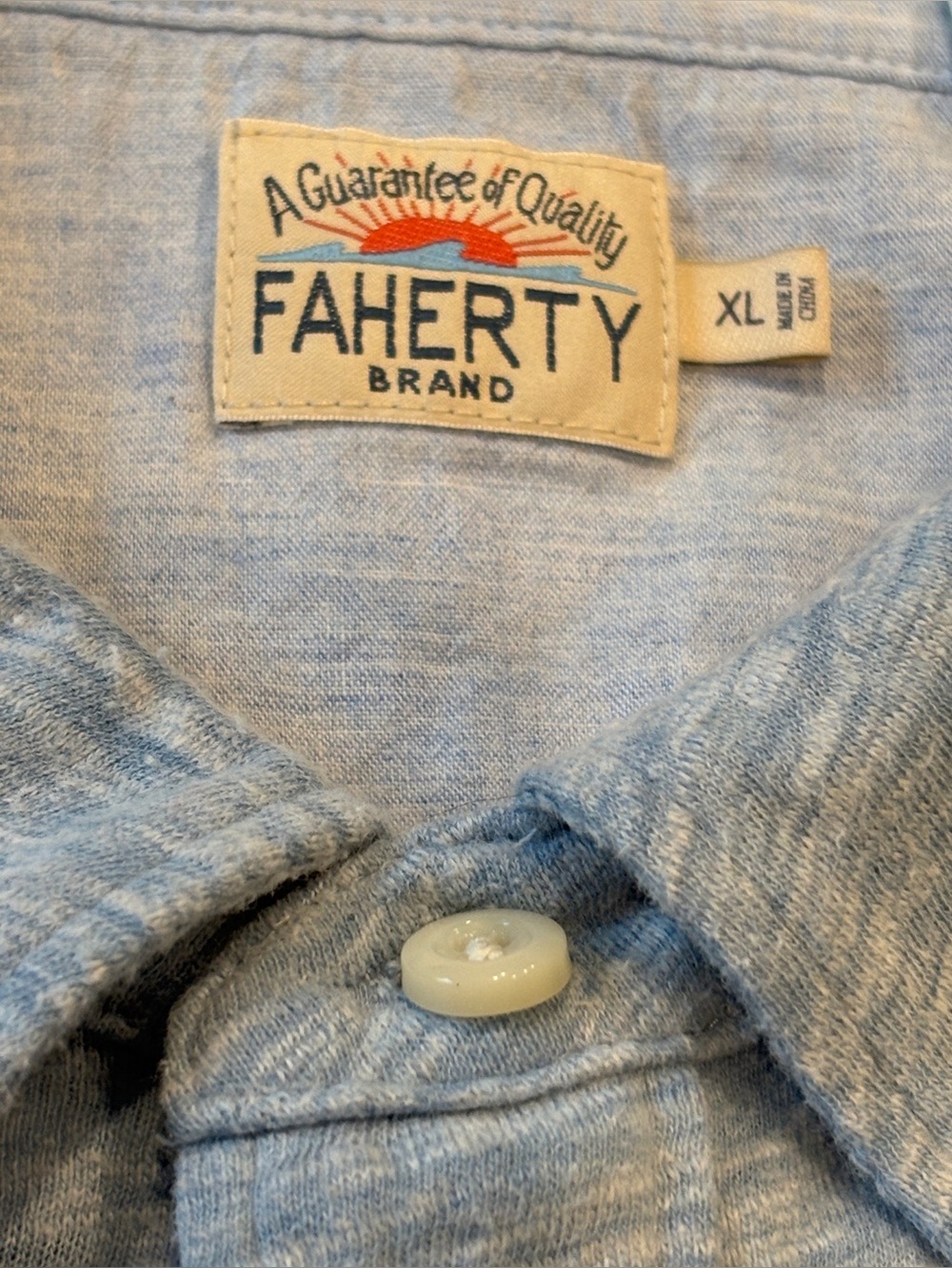 Faherty, Movememt Polo, Heathered Blue, Men's XL, Like New!
